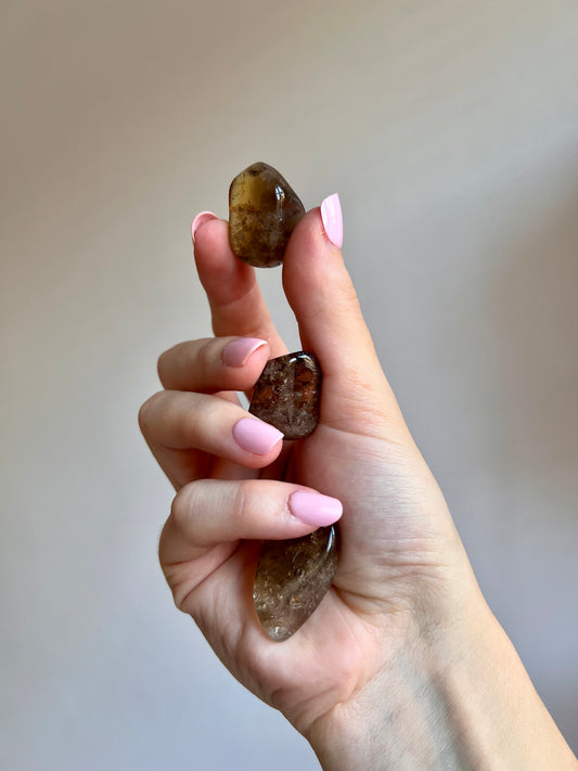 Natural dark Citrine tumbled stone from Africa