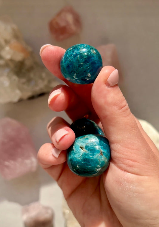 Blue Apatite Tumbled from Brazil