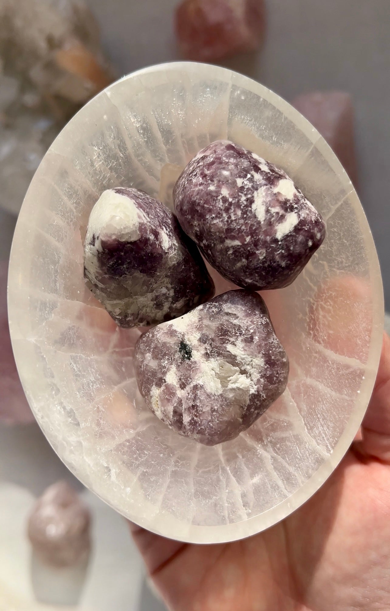 Large Lepidolite tumbled stone from Brazil