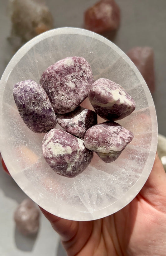 Lepidolite tumbled stone from Brazil