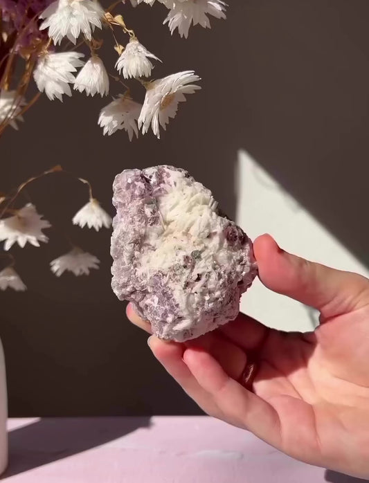 Lepidolite, Green Tourmaline, Mica and Stilbite from Brazil