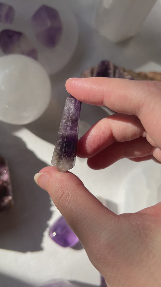 Chevron Amethyst Wand from Brazil